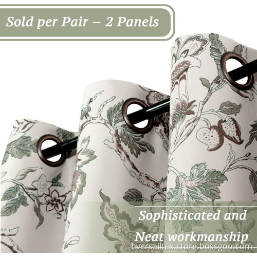 Room Darkening Grommet Curtain Drapes Floral Pattern